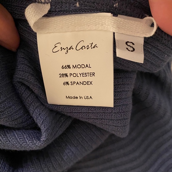 Enza Costa Ribbed Split Sleeve Midi Dress Sz S - Picture 7 of 7